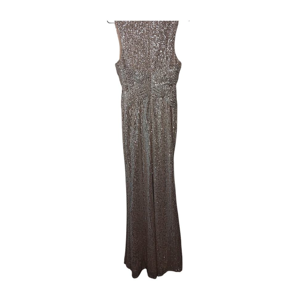 New with Tags Mac Duggal 26598 Sequin Gown Nude Gold Slit Evening Dress Size 4 - Picture 5 of 16